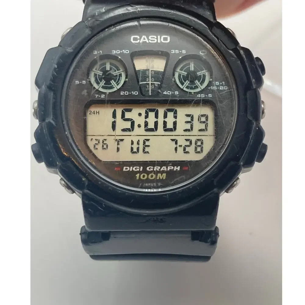 VTG Rare Casio Digi Graph Display DGW-30 Digital Men's Sport Watch WR Chrono